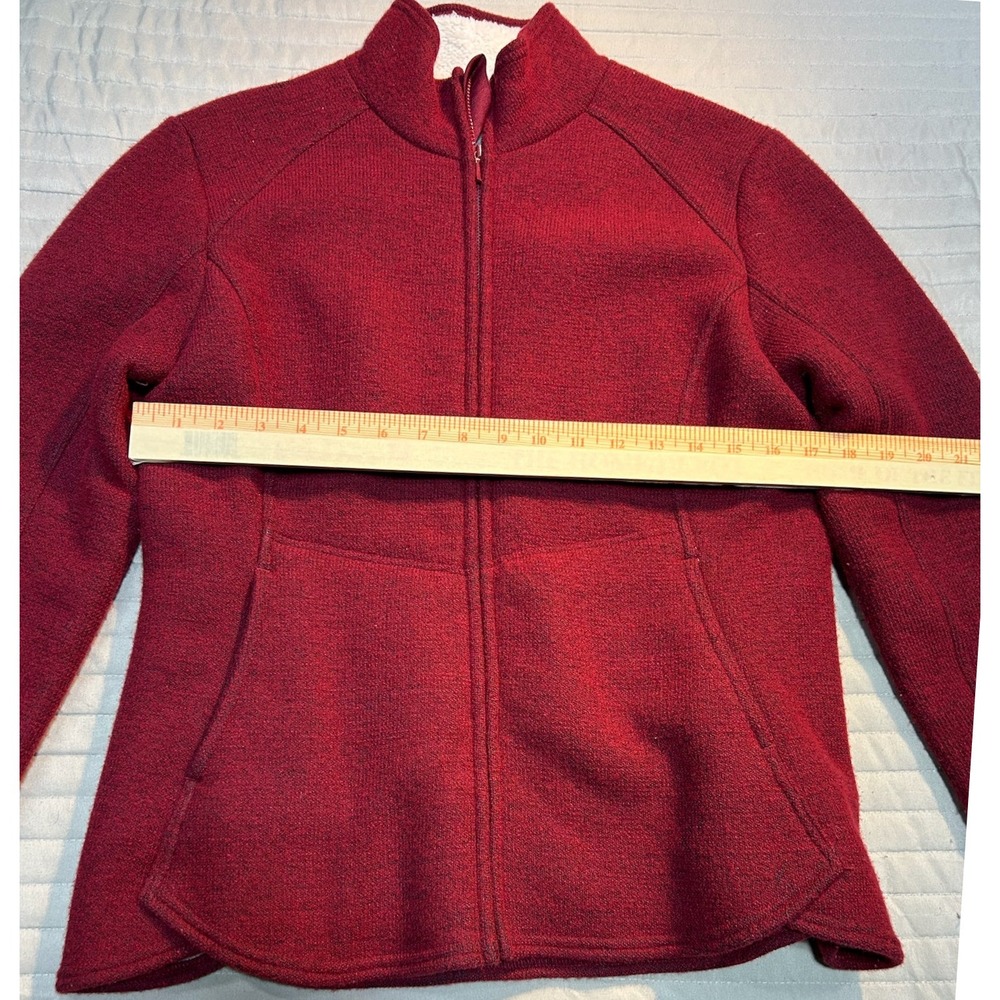 REI‎ Womens Fleece Lined Full Zip Jacket Dark Red Size Medium Wool Blend EUC - Picture 5 of 7